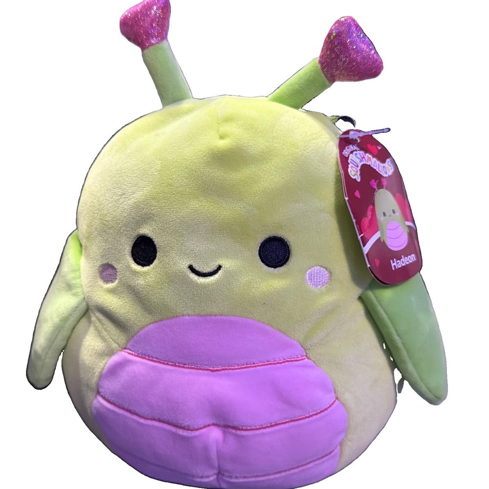 NWT Squishmallows Hadeon Grasshopper 8" Valentine Green Pink Plush